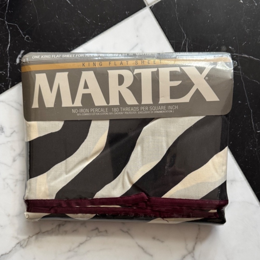 Martex Night Zebra Vintage Perry Ellis KING Flat Sheet NOS NWT LAST ONE! - Picture 4 of 6